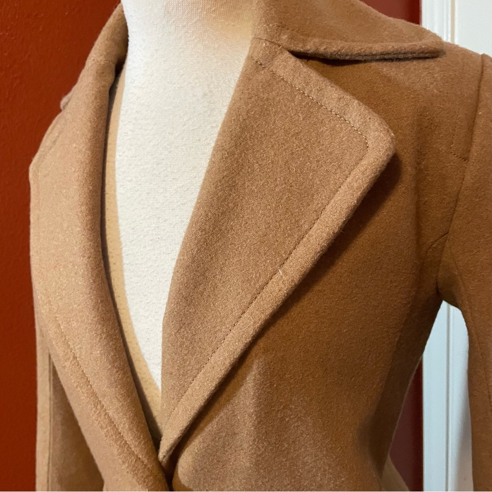 Abercrombie & Fitch Women’s Classic Tan Two Button Front Wool Blend Topcoat - Picture 3 of 7